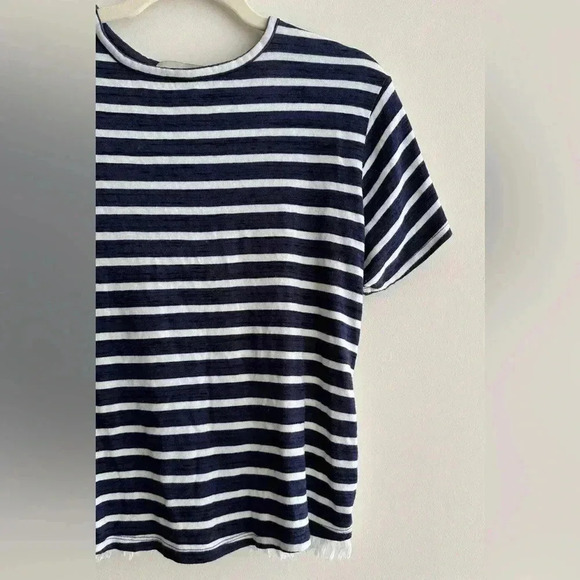 Sea New York Striped Navy Blue and White Crewneck Shirt Ruffle Back, Small - Picture 8 of 16